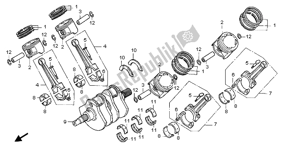 Todas las partes para Cigüeñal Y Pistón de Honda ST 1100A 1999