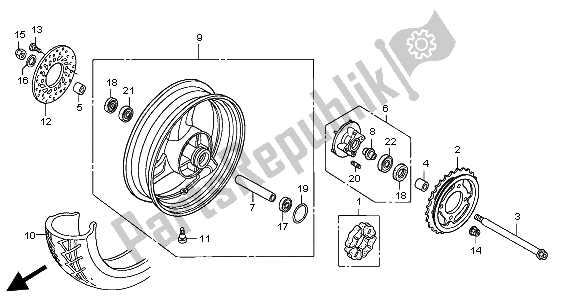 Todas as partes de Roda Traseira do Honda XL 125V 2004