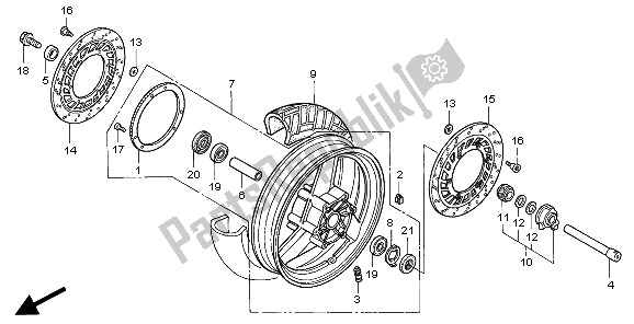 All parts for the Front Wheel of the Honda ST 1100A 2001