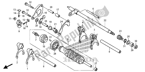 Alle onderdelen voor de Versnellingsbak van de Honda VFR 1200 XD 2013