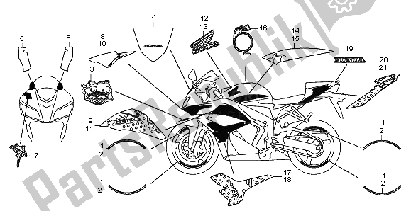 Alle onderdelen voor de Merk & Streep van de Honda CBR 600 RR 2009