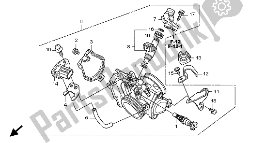 All parts for the Throttle Body of the Honda CRF 450R 2009