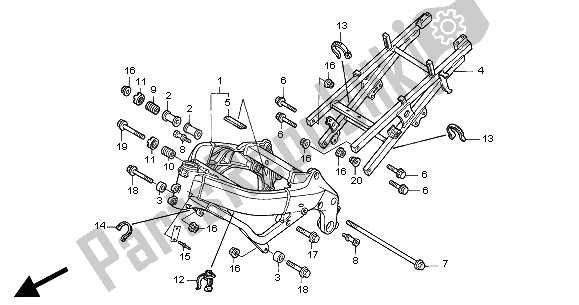 Alle onderdelen voor de Frame Lichaam van de Honda CBR 600F 2000
