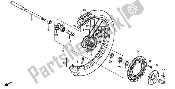All parts for the Front Wheel of the Honda CR 500R 1 1992