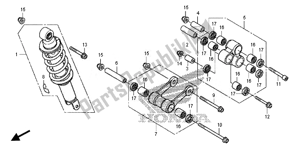 All parts for the Rear Cushion of the Honda CRF 125F SW 2014