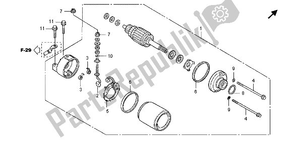 All parts for the Starting Motor of the Honda CB 1000R 2012