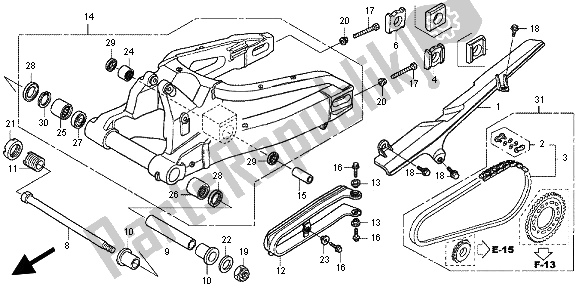 Alle onderdelen voor de Achterbrug van de Honda CBR 600 RR 2012