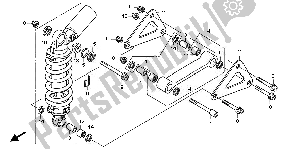 All parts for the Rear Cushion of the Honda CBR 1000 RR 2010