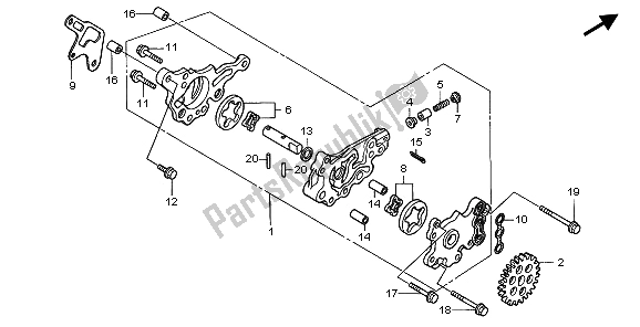 Toutes les pièces pour le La Pompe à Huile du Honda XR 400R 2000