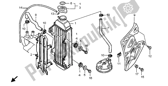 All parts for the Radiator of the Honda CR 80 RB LW 1999