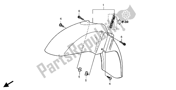 All parts for the Front Fender of the Honda FES 150A 2009