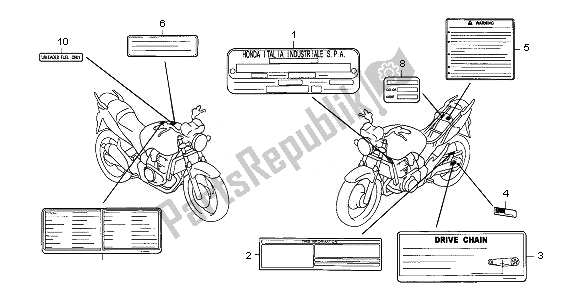 All parts for the Caution Label of the Honda CBF 500A 2008