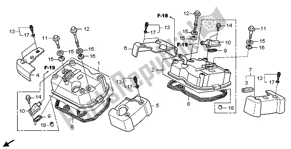 All parts for the Cylinder Head Cover of the Honda VT 750 CA 2008