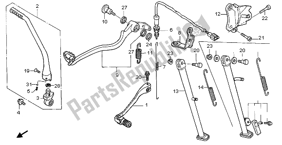 All parts for the Pedal & Stand of the Honda XR 650R 2002
