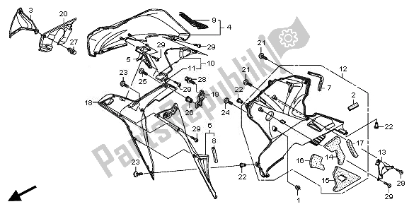 All parts for the Lower Cowl (r.) of the Honda CBR 600 RR 2011