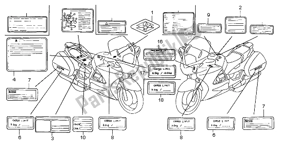 Toutes les pièces pour le étiquette D'avertissement du Honda ST 1300A 2006