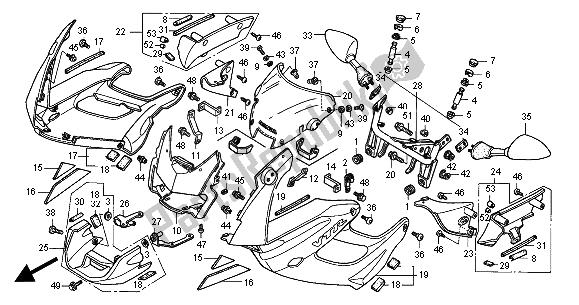 All parts for the Cowl of the Honda VTR 1000F 2000