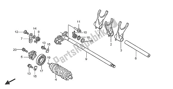 All parts for the Gearshift Drum of the Honda XL 125V 2005