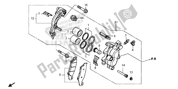 All parts for the Front Brake Caliper of the Honda CRF 450R 2013