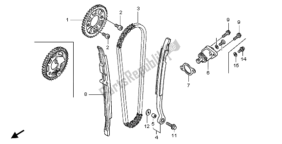 Alle onderdelen voor de Nokkenketting & Spanner van de Honda CRF 450R 2006