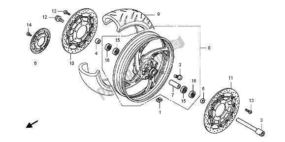 Toutes les pièces pour le Roue Avant du Honda CB 1000R 2012