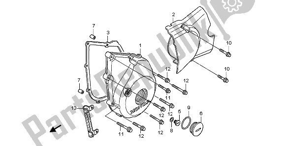 All parts for the Left Crankcase Cover of the Honda ANF 125 2012