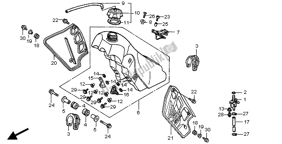 All parts for the Fuel Tank of the Honda CR 500R 2001