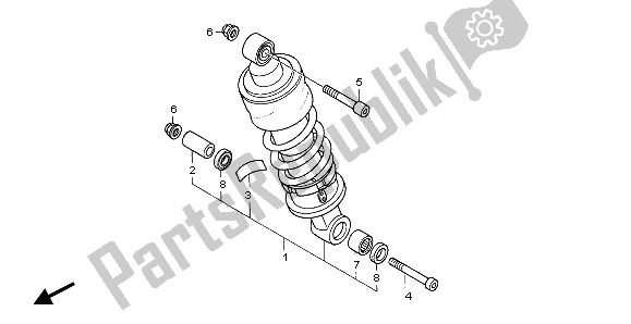 All parts for the Rear Cushion of the Honda CBF 600S 2007