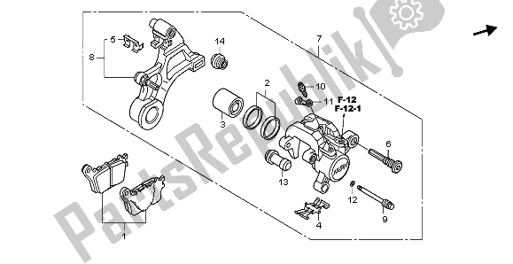 All parts for the Rear Brake Caliper of the Honda CBR 1000 RA 2009