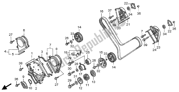 All parts for the Front Cover & Timing Belt of the Honda ST 1100 1997