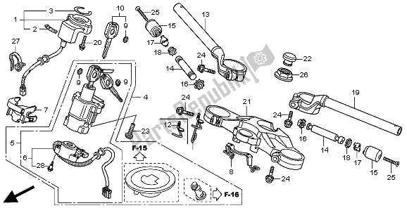 Tutte le parti per il Gestire Il Tubo E Il Ponte Superiore del Honda CBR 600 FA 2011