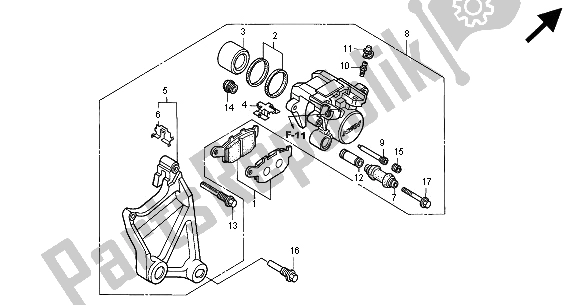 All parts for the Rear Brake Caliper of the Honda NT 650V 2000