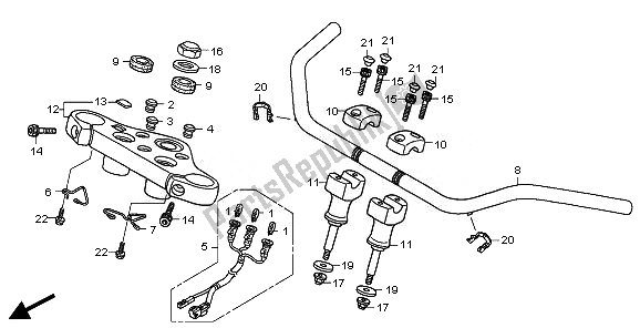 All parts for the Handle Pipe & Top Bridge of the Honda VT 750 CS 2010