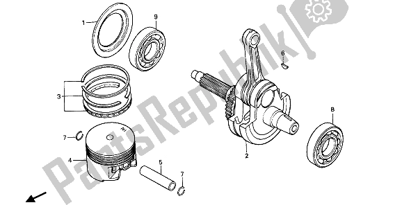 All parts for the Piston & Crankshaft of the Honda XR 600R 1986