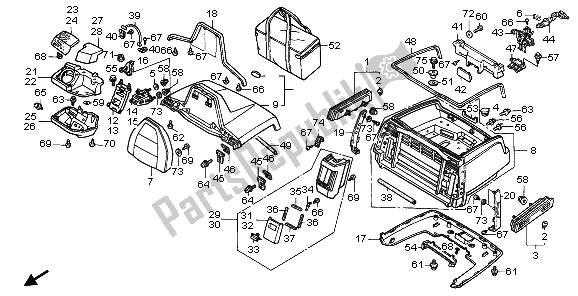 All parts for the Trunk Box (except G) of the Honda GL 1500A 1995