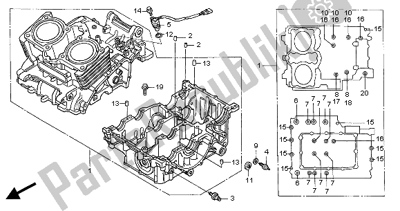 Alle onderdelen voor de Carter van de Honda CBF 500A 2004
