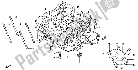 All parts for the Crankcase of the Honda NSR 50S 1993