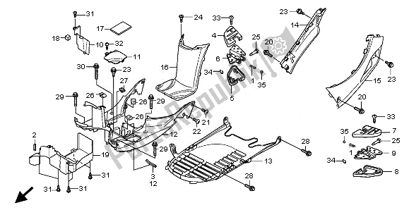 Tutte le parti per il Pannello Del Pavimento E Gradino Del Passeggero del Honda SH 300 2010