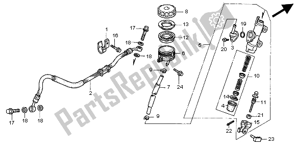 Alle onderdelen voor de Hoofdremcilinder Achter van de Honda CBR 900 RR 1998