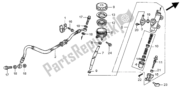 All parts for the Rear Brake Master Cylinder of the Honda CBR 900 RR 1998