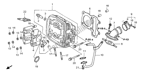 All parts for the Cylinder Head of the Honda SCV 100F 2007