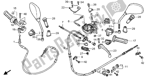 Alle onderdelen voor de Handvat Hendel & Schakelaar & Kabel van de Honda SH 150 2008