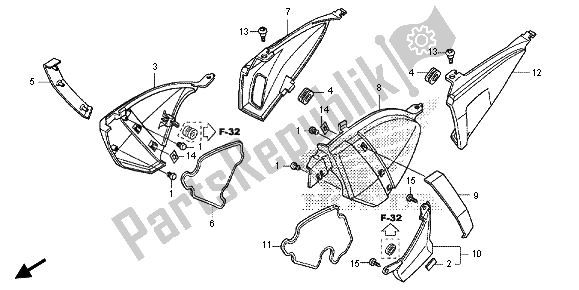 Tutte le parti per il Coperchio Laterale del Honda CB 1000 RA 2013