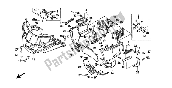 All parts for the Fairing of the Honda GL 1500 SE 1991