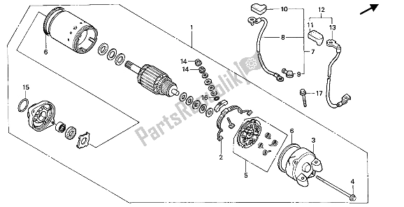 All parts for the Starting Motor of the Honda NTV 650 1989