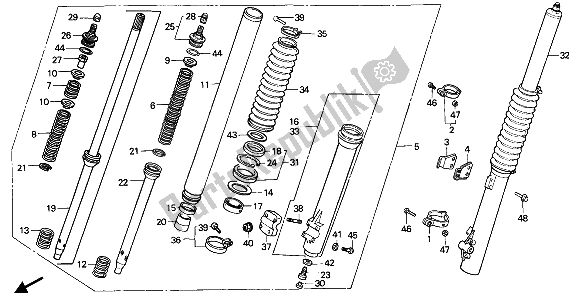 Todas las partes para Tenedor Frontal de Honda XR 250R 1988
