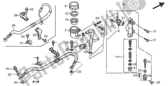 All parts for the Rear Brake Master Cylinder of the Honda TRX 400 EX Sportrax 2005