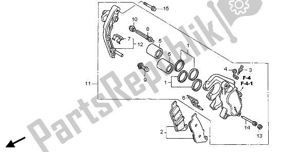 All parts for the Front Brake Caliper (l.) of the Honda CBF 600 NA 2007
