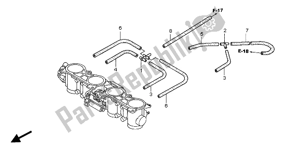 Tutte le parti per il Corpo Farfallato (tubo) del Honda CBR 600 FR 2002