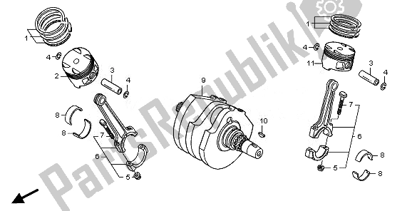 Tutte le parti per il Albero Motore E Pistone del Honda NT 700V 2010